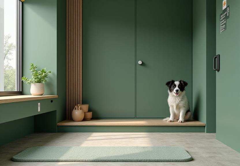 抹茶色を基調としたモダンなペットスイート