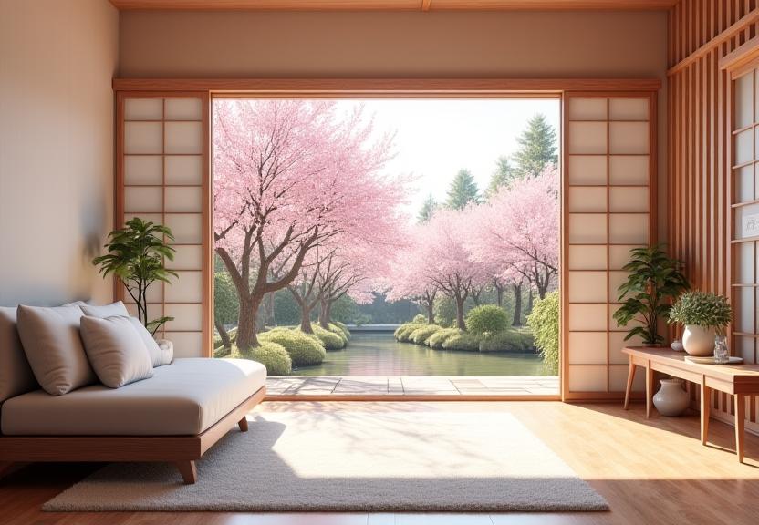 桜をテーマにした広々としたペットスイートルーム